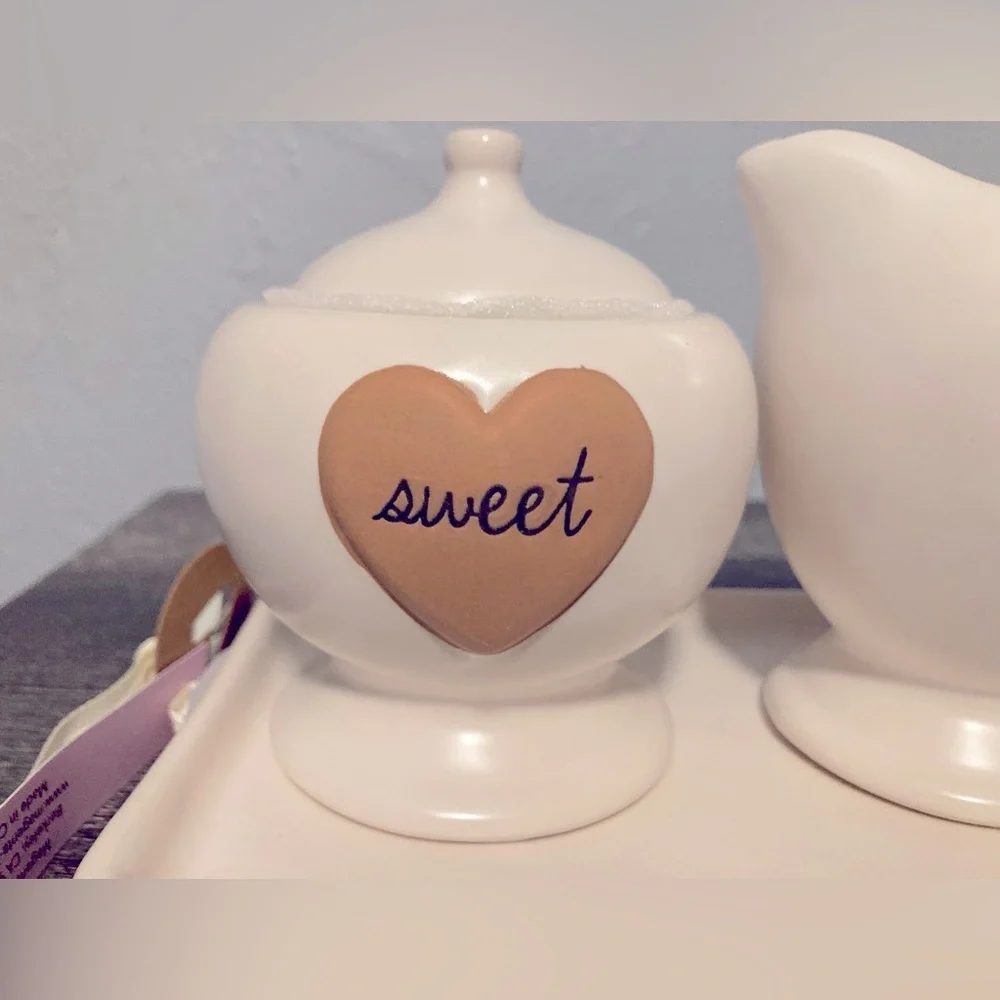 ❤️ Rae Dunn Cream and Sugar Set with Ceramic Tray